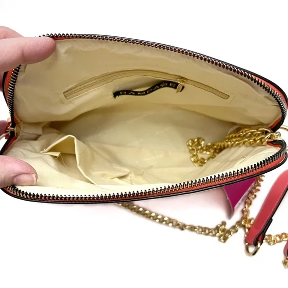 Rampage Saffiano Faux Leather Dome Crossbody Bag Pink with Gold Tone Cha… - Picture 5 of 7